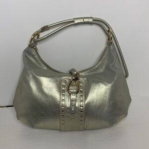 LUCĒ LERHER BAG IN PALE GOLD WITH STINES AND STUDS